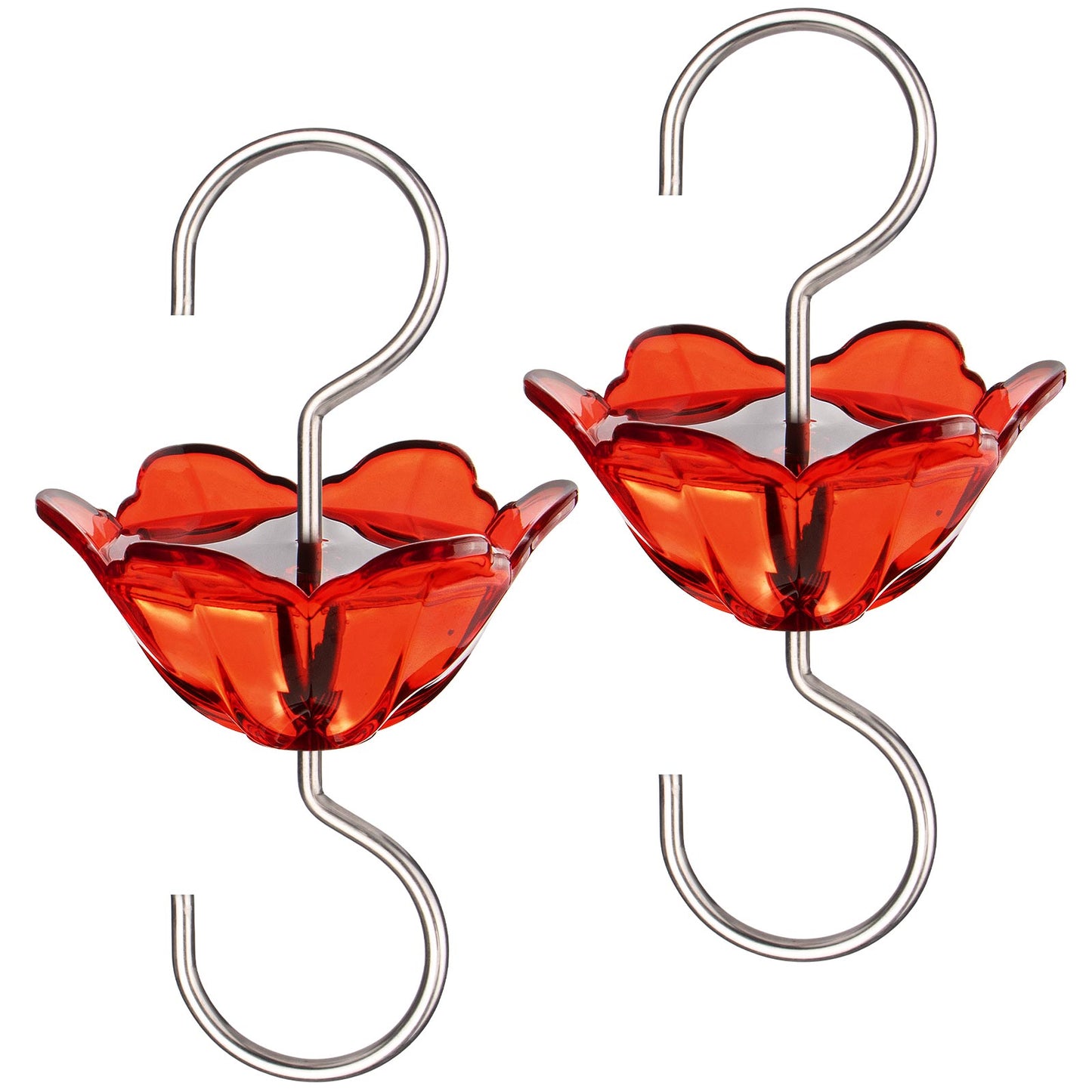 BOLITE Ant Moat for Hummingbird Feeders, 5 Oz Ant Guard with Large Capacity, Hanging Ant Guard for Outdoors, Red Flower Shape, 2 Pack